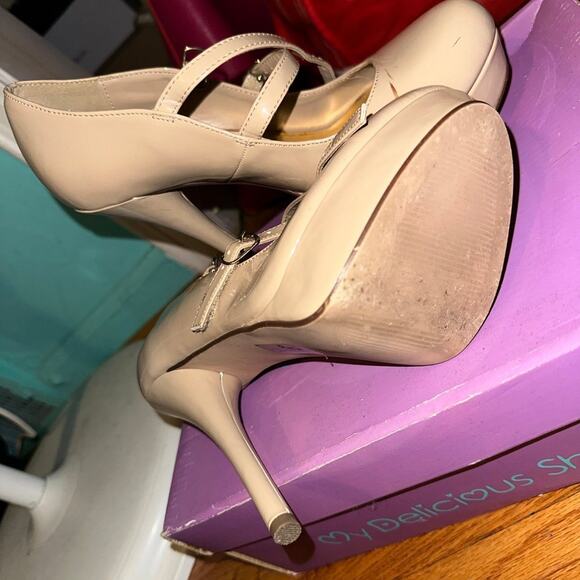 Beige Babydoll Platform Heels - Picture 6 of 6